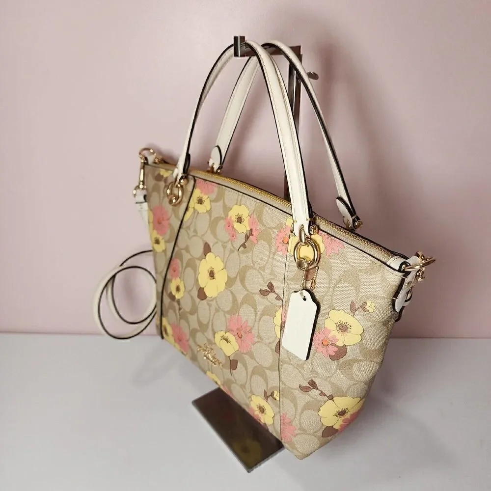 NWT Coach CH546 Kacey Satchel In Signature Canvas With Floral Cluster Print